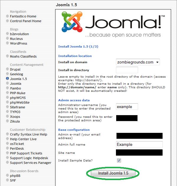 Joomal installation through cpanel Joomal installation through cpanel step4