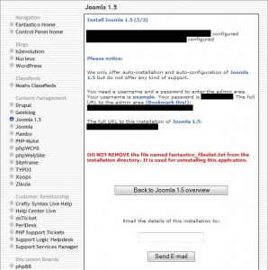 Joomal installation through cpanel Joomal installation through cpanel step6