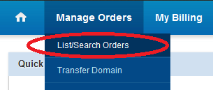 Domains > List all orders Domains > List all orders