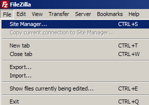 Filezilla access site manager