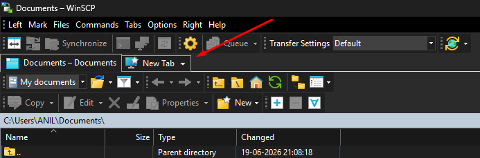 WinSCP New Tab